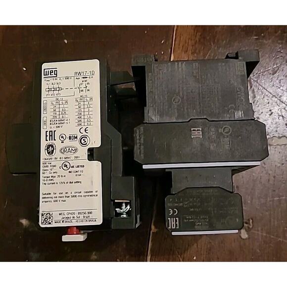 WEG RW17-1D thermal overload + CWC09 reverse contactor parts
